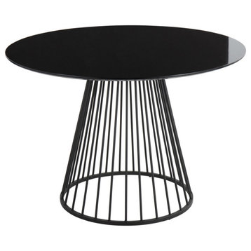 Canary Dining Table, Black Metal, Black Wood