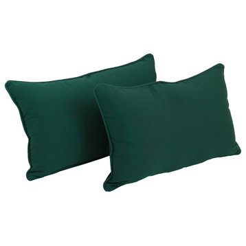20"x12" Twill Back Support Pillows/Inserts, Set of 2, Forest Green