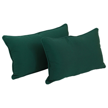 20"x12" Twill Back Support Pillows/Inserts, Set of 2, Forest Green