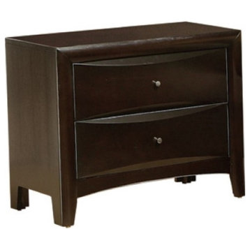 Catania Transitional 2-Drawer Wood Nightstand in Cappuccino Finish