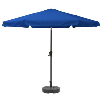 10' Round Tilting Cobalt Blue Patio Umbrella, Round Umbrella Base