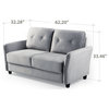 Comfortable Loveseat, Cushioned Seat With Tufted Back & Flared Armrest, Gray