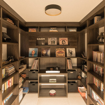 Modern Library, featuring Built-in Shelves and Record Player