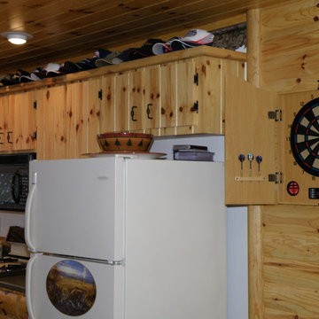 Cabinets made with knotty pine and finished with a clear coat