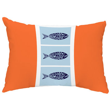 Fish Chips 14"x20" Coastal Decorative Outdoor Pillow, Orange