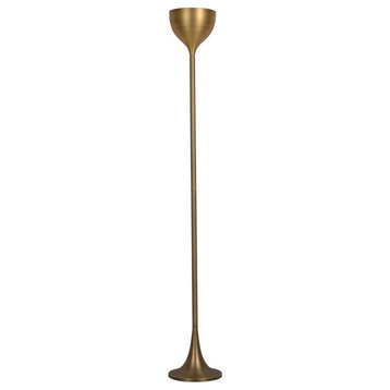 American Home Classic Victoria 1-Light Mid-Century Floor Lamp in Brushed Brass