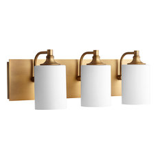 Celeste 3-Light Vanity Fixture, Aged Brass