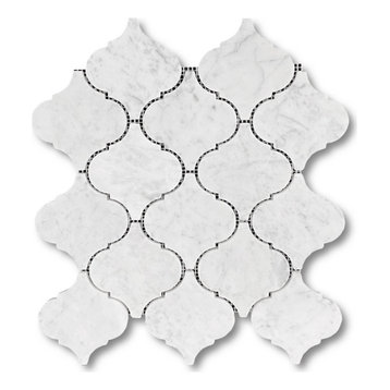Carrara Marble Arabesque Baroque Lantern Mosaic Tile Venato Honed Big, 1 sheet