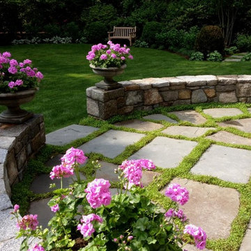 Stone Seatwall and Grass Joint Terrace