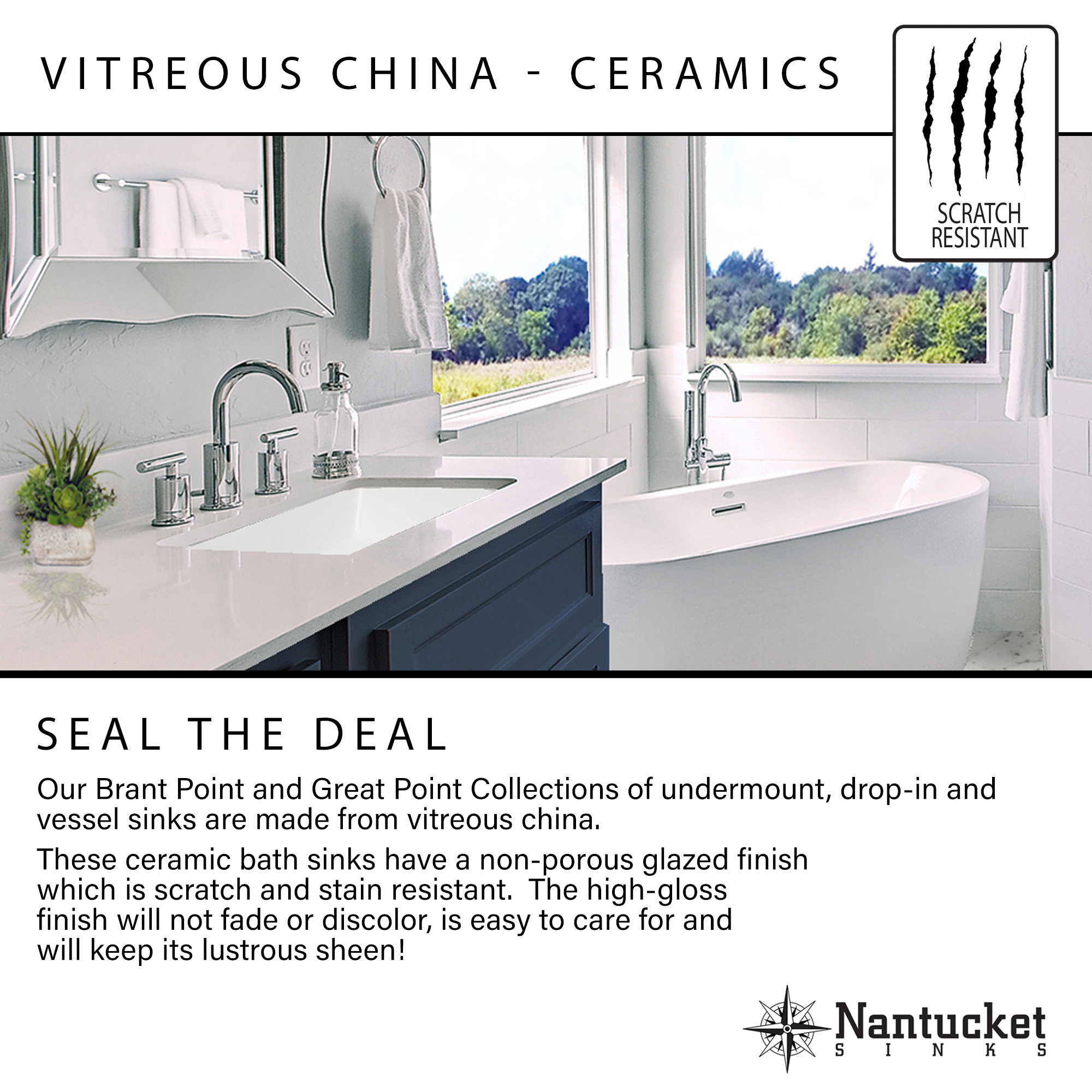 Nantucket Sinks 16"x11" Undermount Ceramic Sink, White