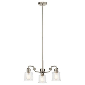 3 Light Small Chandelier In Vintage Industrial Style-12.5 Inches Tall and 22.75