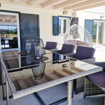 vidaXL 9 Piece Patio Dining Set with Cushions Poly Rattan Anthracite