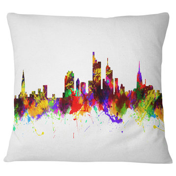 Frankfurt Germany Skyline Cityscape Throw Pillow, 18"x18"
