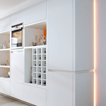 orange and white kitchen