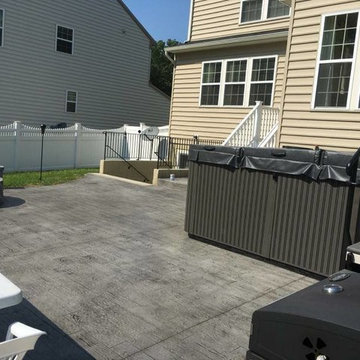 AJ stamped concrete patio wood planks