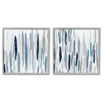 Abstract Brushed Rainfall Contemporary Modern Painting , 2pc, each 17 x 17