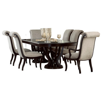 7-Piece Sasha Dining Double Pedestal Table, 4 Side Chair, 2 Arm Chair Espresso