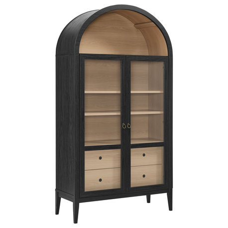 Nolan 74" Tall Wide Arched Storage Display Cabinet