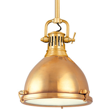 Pelham 1 Light Pendant, Aged Brass