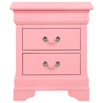 Louis Philippe 2-Drawer Pink Nightstand (24 in. H X 21 in. W X 16 in. D)