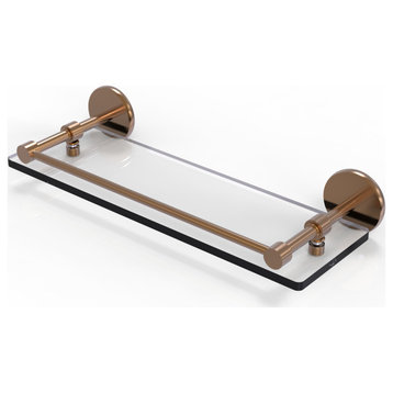 16" Tempered Glass Shelf with Gallery Rail, Brushed Bronze