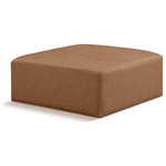 Meridian Furniture - Cube Upholstered Modular Component, Brown, Vegan Leather, Ottoman - Elevate your space with the luxurious Cube Vegan Leather Ottoman. This ottoman exudes modern elegance, charm, and comfort making it a perfect addition to any contemporary living space. Its clean lines and cube shape are reminiscent of minimalist design, while the plush brown vegan leather upholstery adds a touch of luxury and sophistication. The chair's versatile construction and geometric aesthetic seamlessly integrate into various design styles, from sleek living rooms to chic home offices, embodying the essence of modern design and creating a sense of order and tranquility in your space.