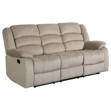 Callan Contemporary Microfiber Recliner Sofa, Beige