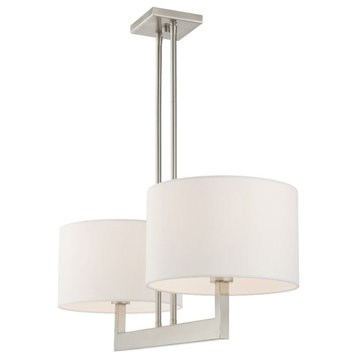 Modern Contemporary Two Light Chandelier-Brushed Nickel Finish - Chandelier