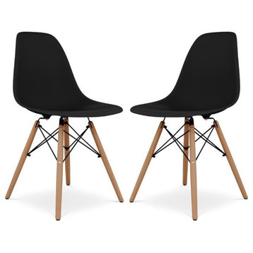 Aron Living Pyramid 17.5" Plastic and Wood Dining Chairs in Black (Set of 2)