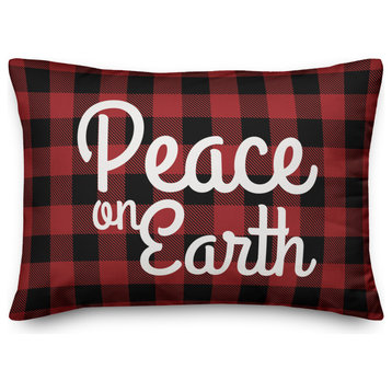 Plaid Peace On Earth 14"x20" Throw Pillow Cover