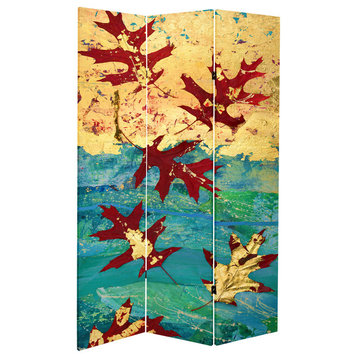 7' Tall Double Sided Autumn Leaves Canvas Room Divider