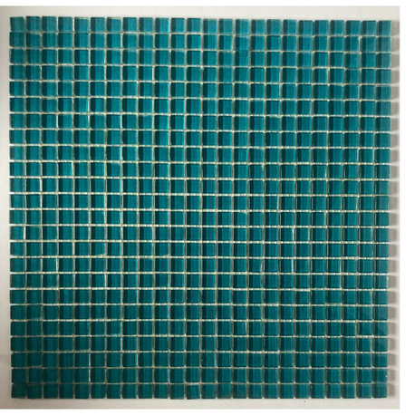 Petite Glossy Neon Teal 0.375 in. x 0.375 in. Glass Square Mosaic Tile