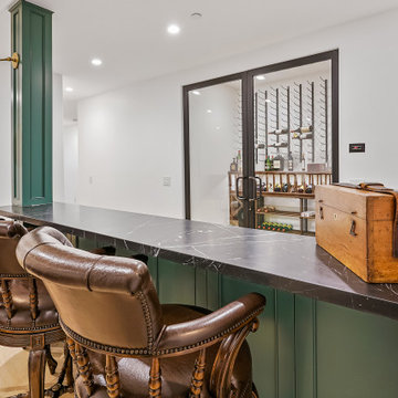Beverly Hills Wine Cellar and Bar Hybrid Traditional Modern Glass Metal Custom
