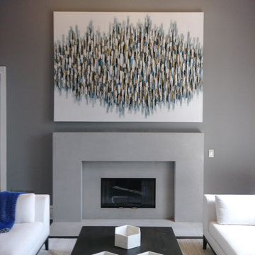 Minimalist Concrete Fireplace Surround with Seamless Hearth