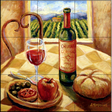 Tile Mural Kitchen Backsplash - Tuscan Luncheon II - by Joanne Margosian