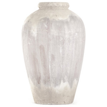 Distressed Terracotta Vase, Large, Grey washed