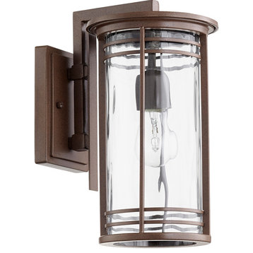 Larson 7" Clear Lantern Outdoor, Oiled Bronze With Clear Hammered Glass