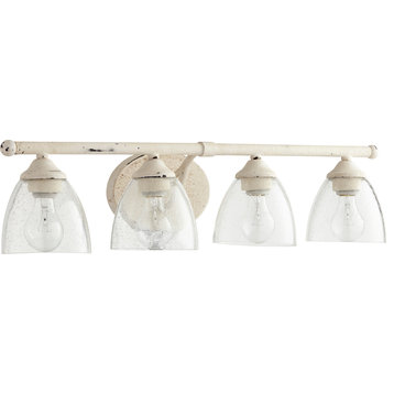 Brooks 4-Light Vanity Fixture, Persian White With Clear Seeded Glass