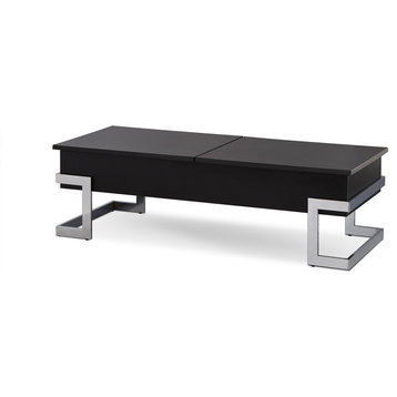 Acme Calnan Lift Top Coffee Table, Black and Chrome