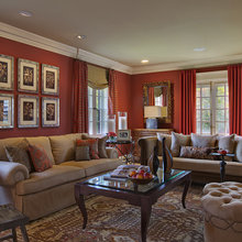 Burgundy wall living room