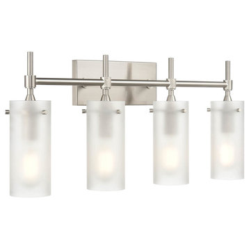 Effimero 4-Light Wall Sconce, Brushed Nickel With Frosted Glass