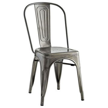 Modway Promenade 17.5" Modern Powder Coated Steel Side Chair in Gunmetal Gray
