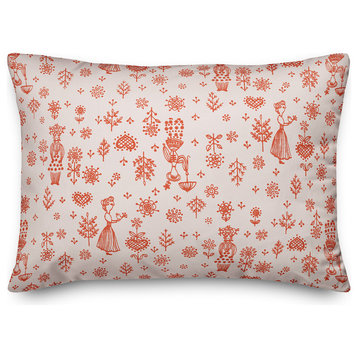 Whimsical Women in Pink Throw Pillow