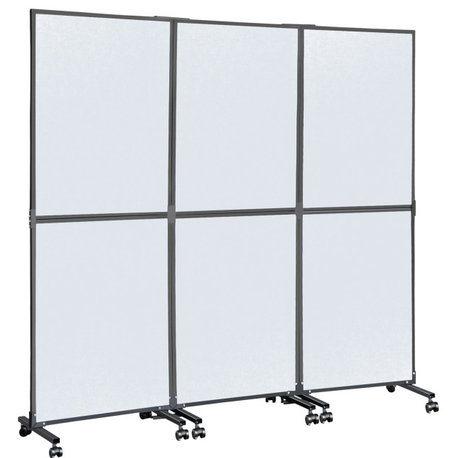 Acoustic Room Divider 72"x66" Office Partition 3 Panels, Light Gray