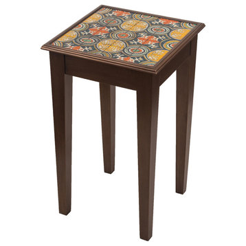 Novica Handmade Dominican Heritage Reverse-Painted Glass Accent Table