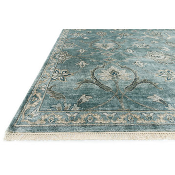 Blue Fog Hand Knotted Viscose from Bamboo Kensington Area Rug by Loloi, 2'0"x3'0
