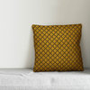 Yellow Floral Squares Throw Pillow Cover, 18"x18"