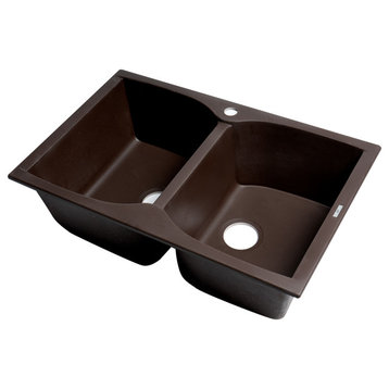 AB3220DI-C Chocolate 32" Drop-In Double Bowl Granite Composite Kitchen Sink