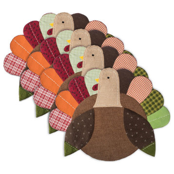Embroidered Turkey Placemat, Set Of 4