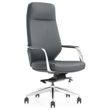 Cardone Modern Adjustable Executive Chair Dark Grey Top Grain Leather